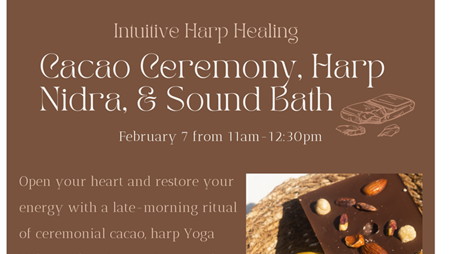 Image: Cacao Ceremony, Harp Nidra, & Sound Bath