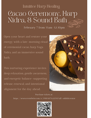 Image: Cacao Ceremony, Harp Nidra, & Sound Bath