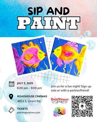 Image: Fish Kiss Paint and Sip at Roadhouse Cinemas