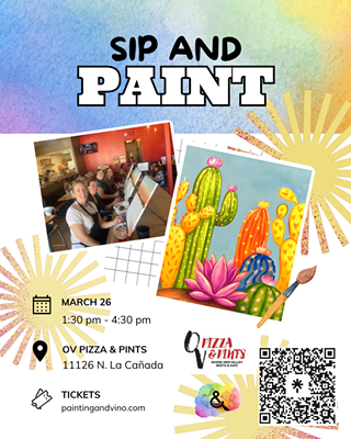 Image: Neon Cacti Paint and Sip at OV Pizza