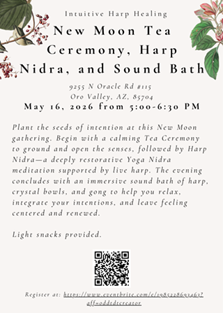 Image: New Moon Tea Ceremony, Harp Nidra, & Sound Bath