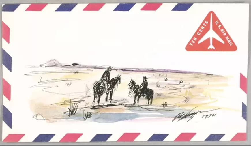 Cowboys Envelope by Ted DeGrazia