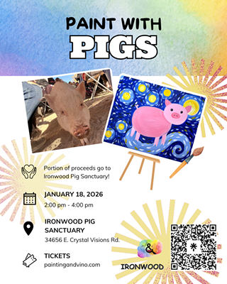 Image: Paint with Pigs Fundraiser at Ironwood Pig Sanctuary