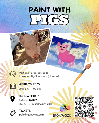 Image: Paint with Pigs Fundraiser for Ironwood Pig Sanctuary!
