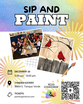 Image: Snowy Cardinals Paint and Sip + Wine Specials