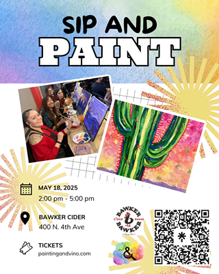 Image: Sunset Cactus Paint and Sip at Bawker Cider