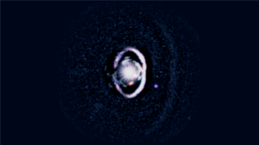 Image of WISPIT 2 planetary system. Very young planets are forming from material surrounding this 5 million year old star, creating a ringed structure.
