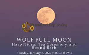 Image: Wolf Full Moon Harp Nidra, Tea Ceremony, and Sound Bath