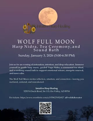 Image: Wolf Full Moon Harp Nidra, Tea Ceremony, and Sound Bath